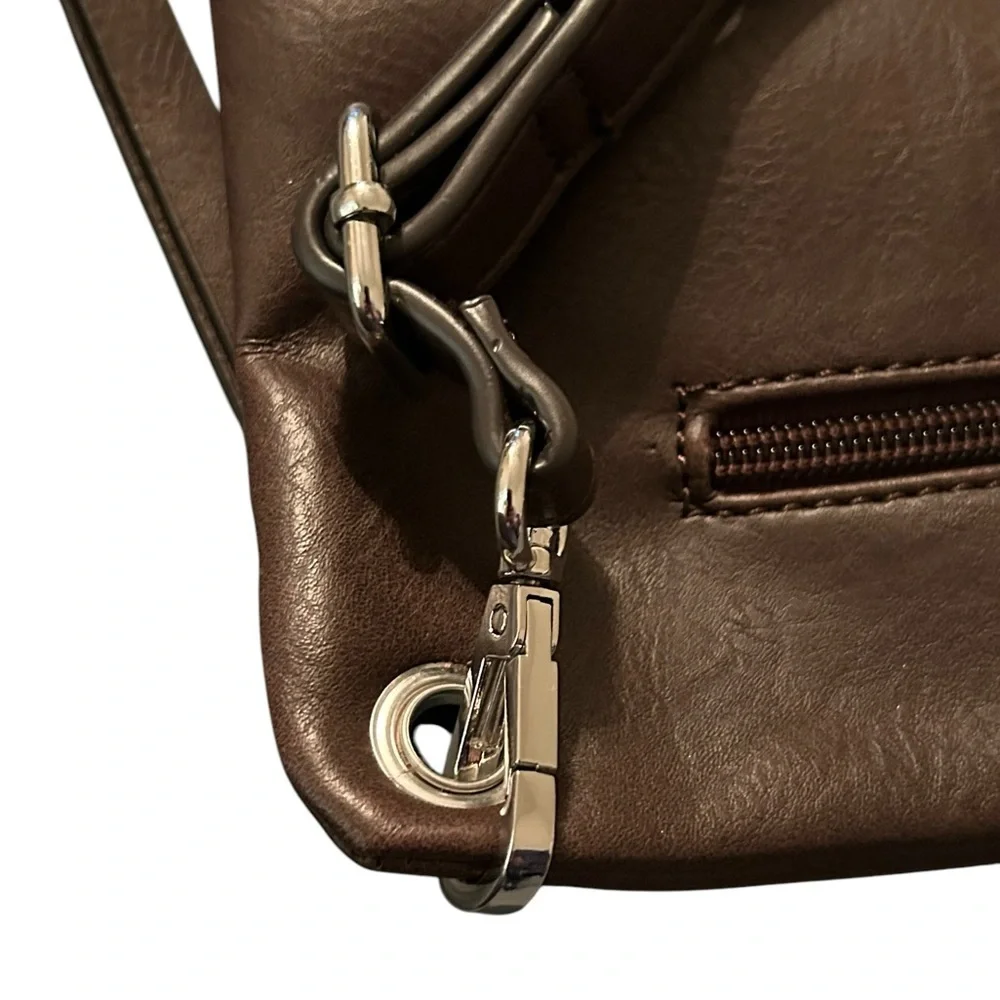 Purse Crossbody, Shoulder Bag, Clutch, NICOLE MILLER N.Y., Brown Faux Leather‎